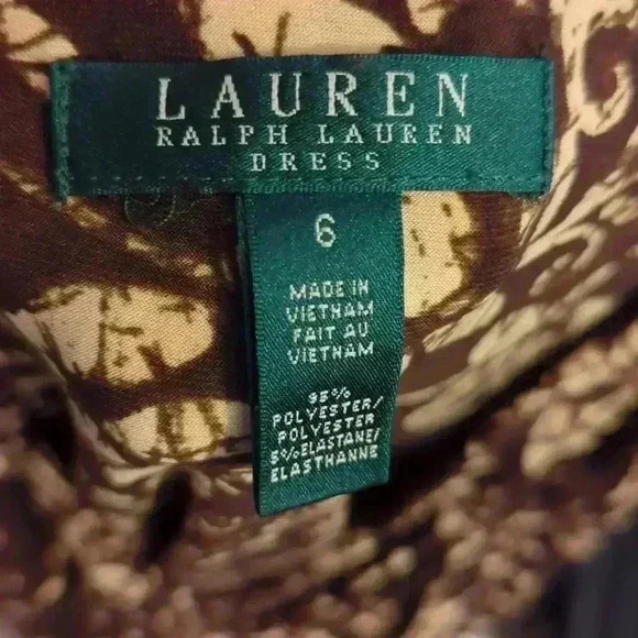 Ralph Lauren style dress that is a size 6. Brown and tan. - Picture 5 of 6